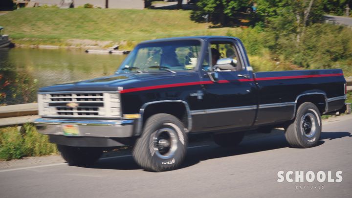 Black with red pinstripe